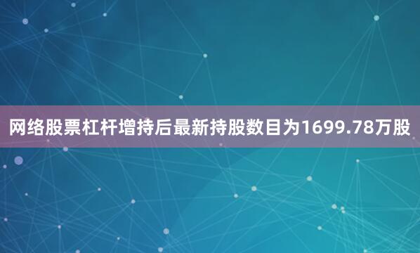 网络股票杠杆增持后最新持股数目为1699.78万股